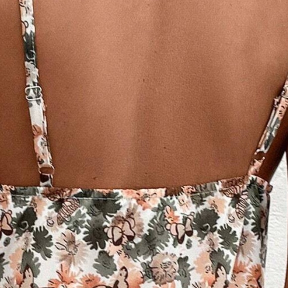 039 Boho Floral Butterfly Print Adjustable Strap Cami Tank Top - Picture 5 of 6